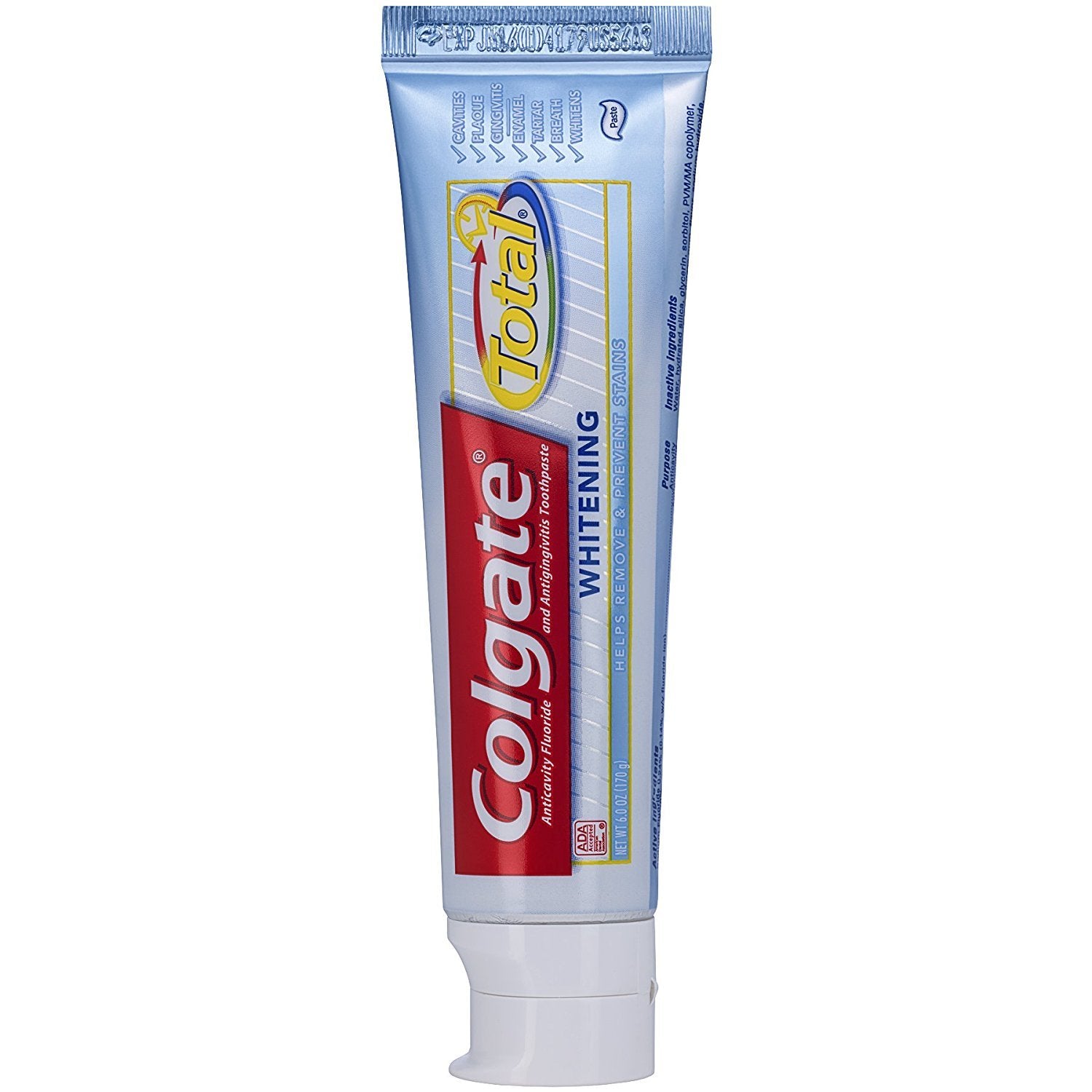 Colgate Total Blanchiment Dentifrice tube pressé montrant texture lisse