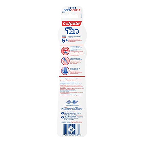 Colgate Trolls brosse à dents enfant, poils extra-souples pour un brossage doux.