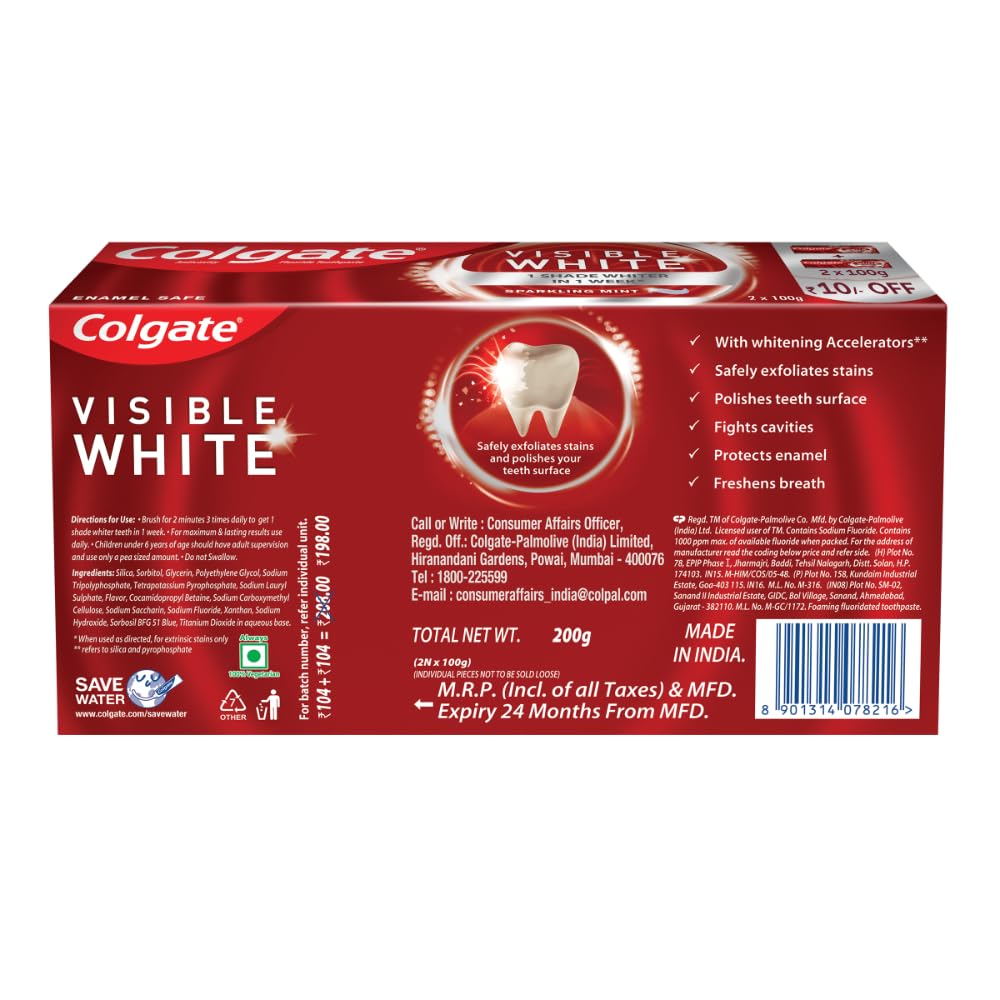 Colgate Visible White contribue à protéger contre les caries et la plaque.
