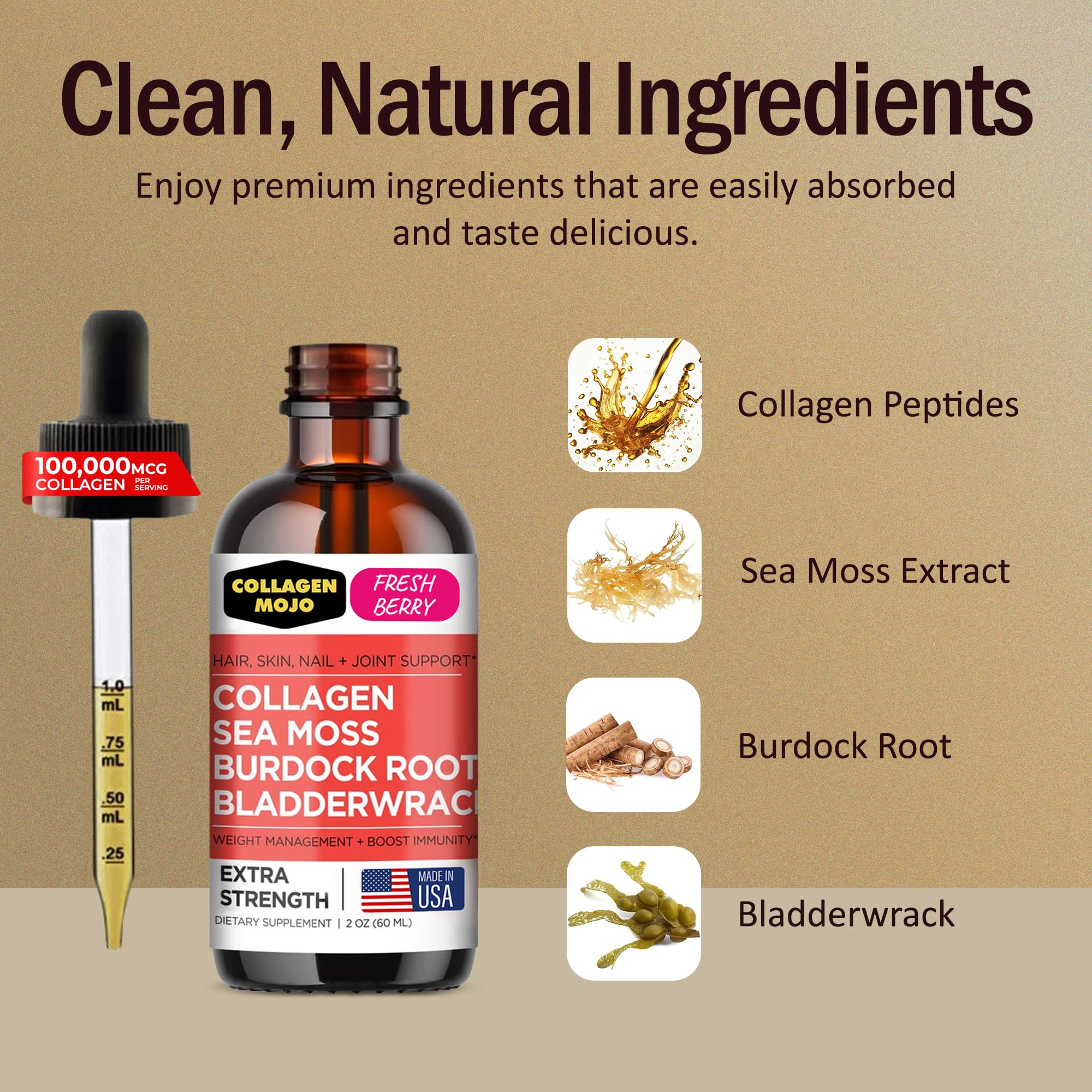 Collagen Mojo goutte sous langue, utilisation rapide et discrète.