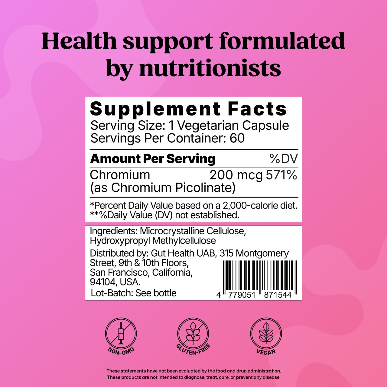 ColonBroom picolinate de chrome etiquette: informations claires et sans additifs.