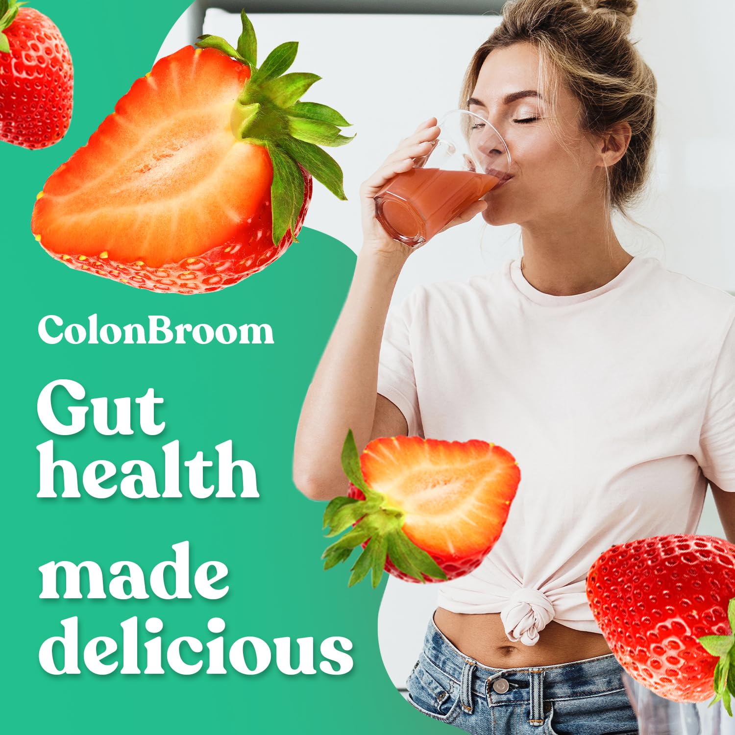 ColonBroom poudre psyllium fruits tropicaux, verre prêt à soutenir le transit