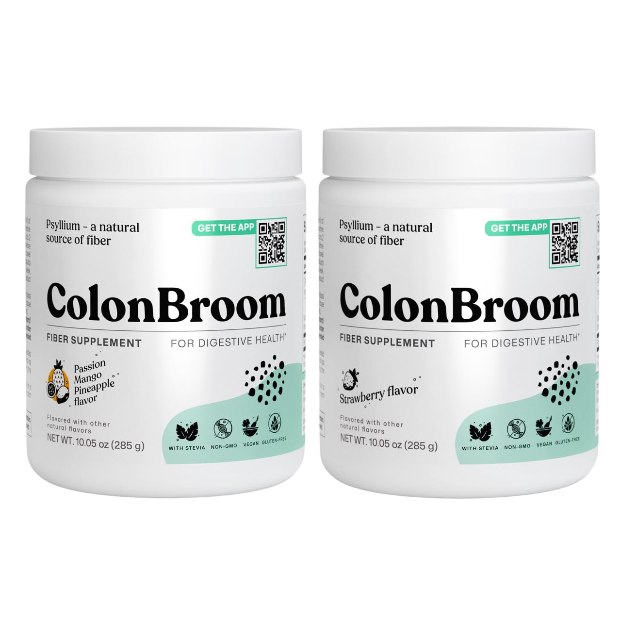 ColonBroom poudre psyllium fraises dans un verre, boisson rafraîchissante et favorable à la digestion.