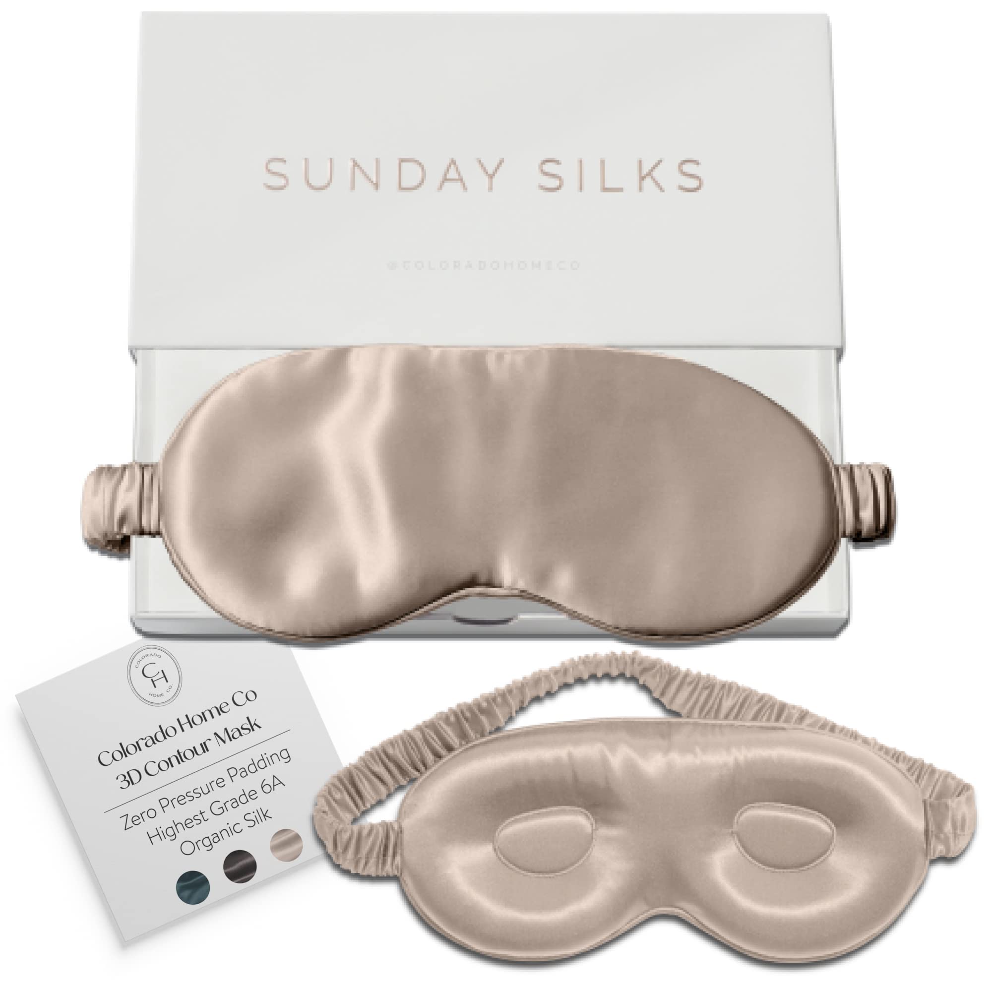 Colorado Home Co Sundaysilks masque-silk-3d-contour: contour des yeux pour obscurité totale et confort.