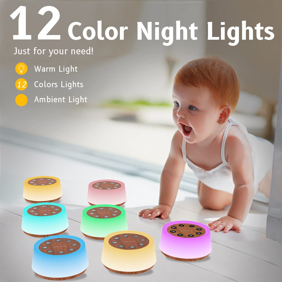 ColorsNoise Lampe d'ambiance 12 couleurs pour une nuit calme.