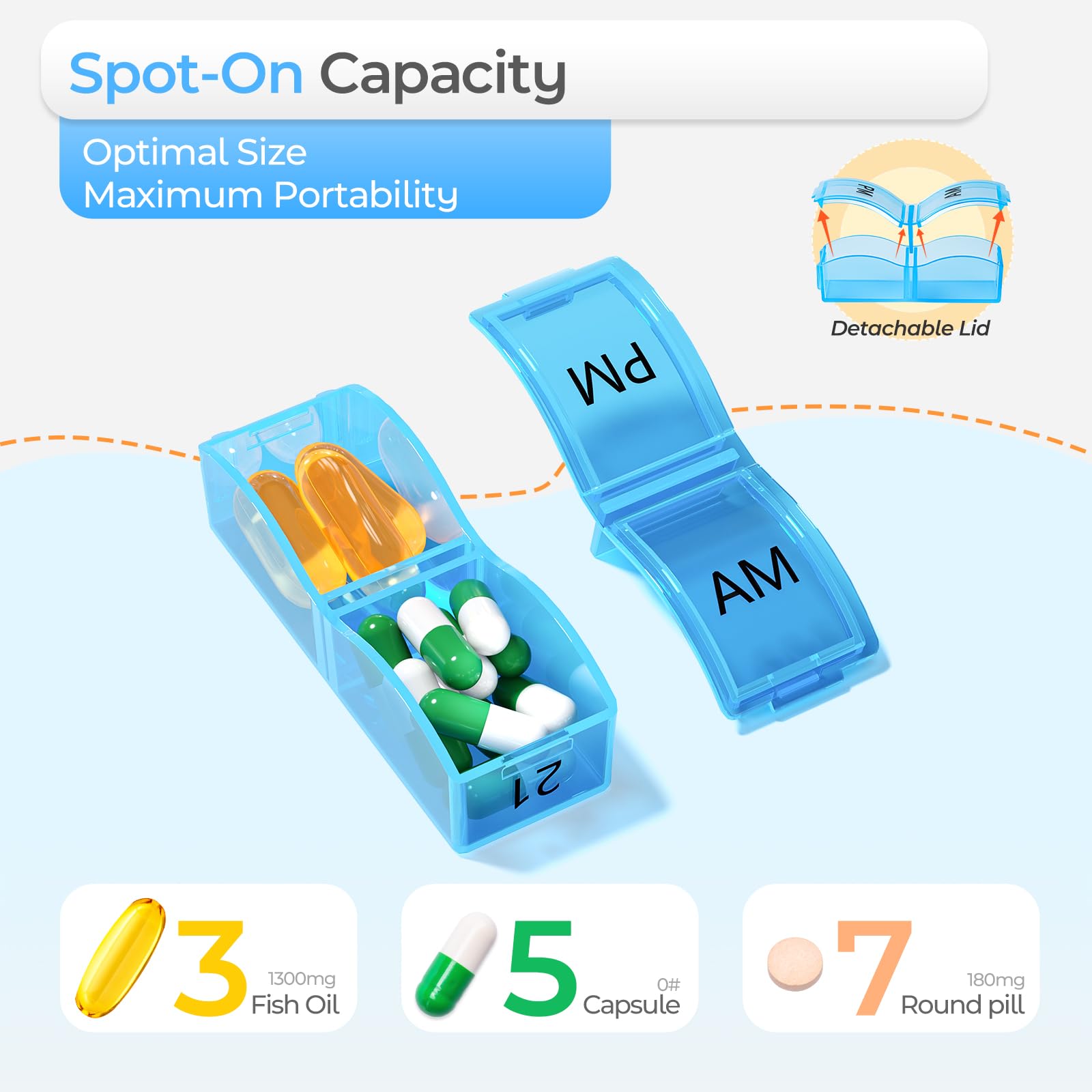 COLORWING pilulier compact bleu, portable et discret pour vos déplacements.