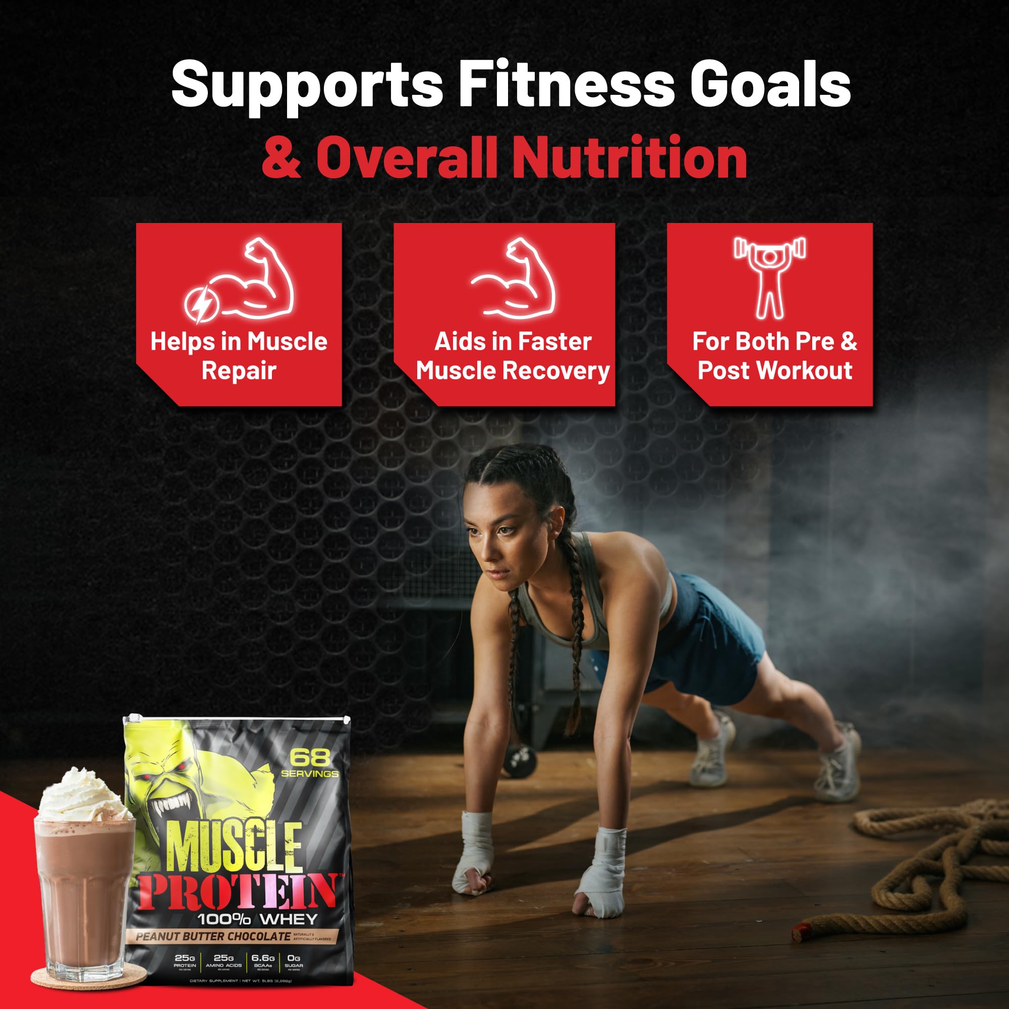 COLOSSAL LABS Poudre Whey shake dans un verre, consistance fluide et appétissante.