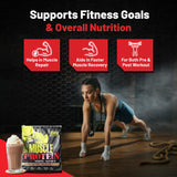 COLOSSAL LABS Poudre Whey shake dans un verre, consistance fluide et appétissante.