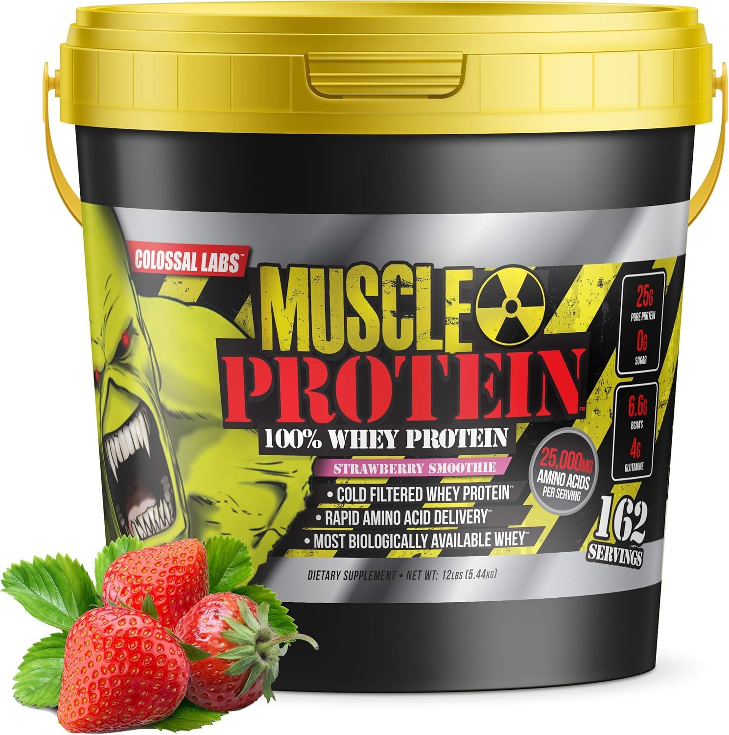 COLOSSAL LABS Whey Fraise – emballage visible, protéine rapide pour récupération après l’effort.