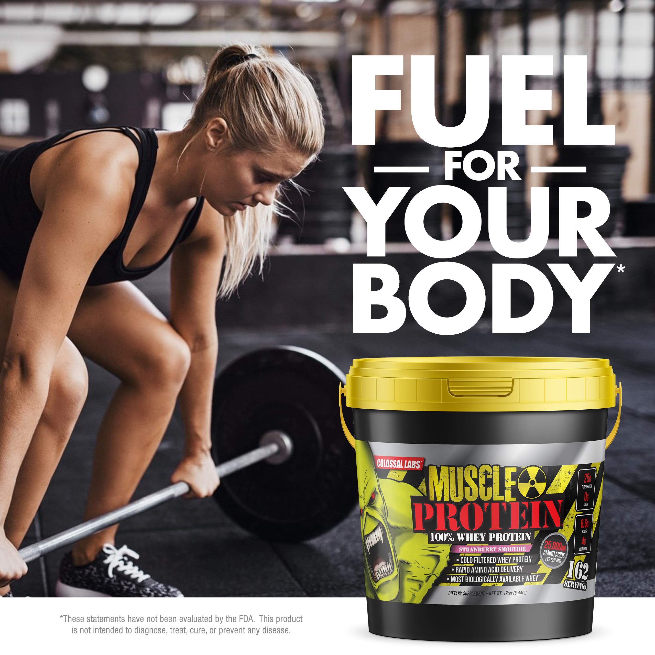 Étiquette nutritionnelle COLOSSAL LABS Fraise — 25 g de protéines par portion et BCAA.