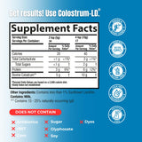 Colostrum-LD bouteille et emballage – rangement facile pour l'apport régulier.