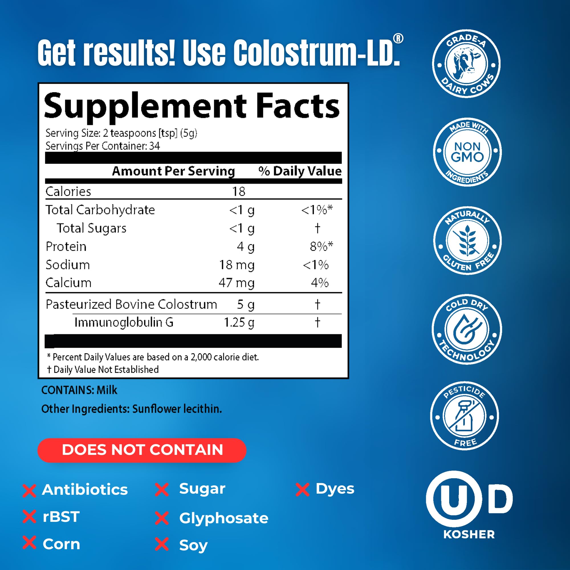 Colostrum-LD scoop et dose – mesure simple pour une utilisation pratique.