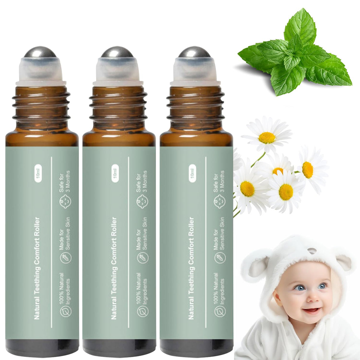 COLOTTE dentition-rouleau-applicateur: soulagement doux des gencives avec camomille et rose.