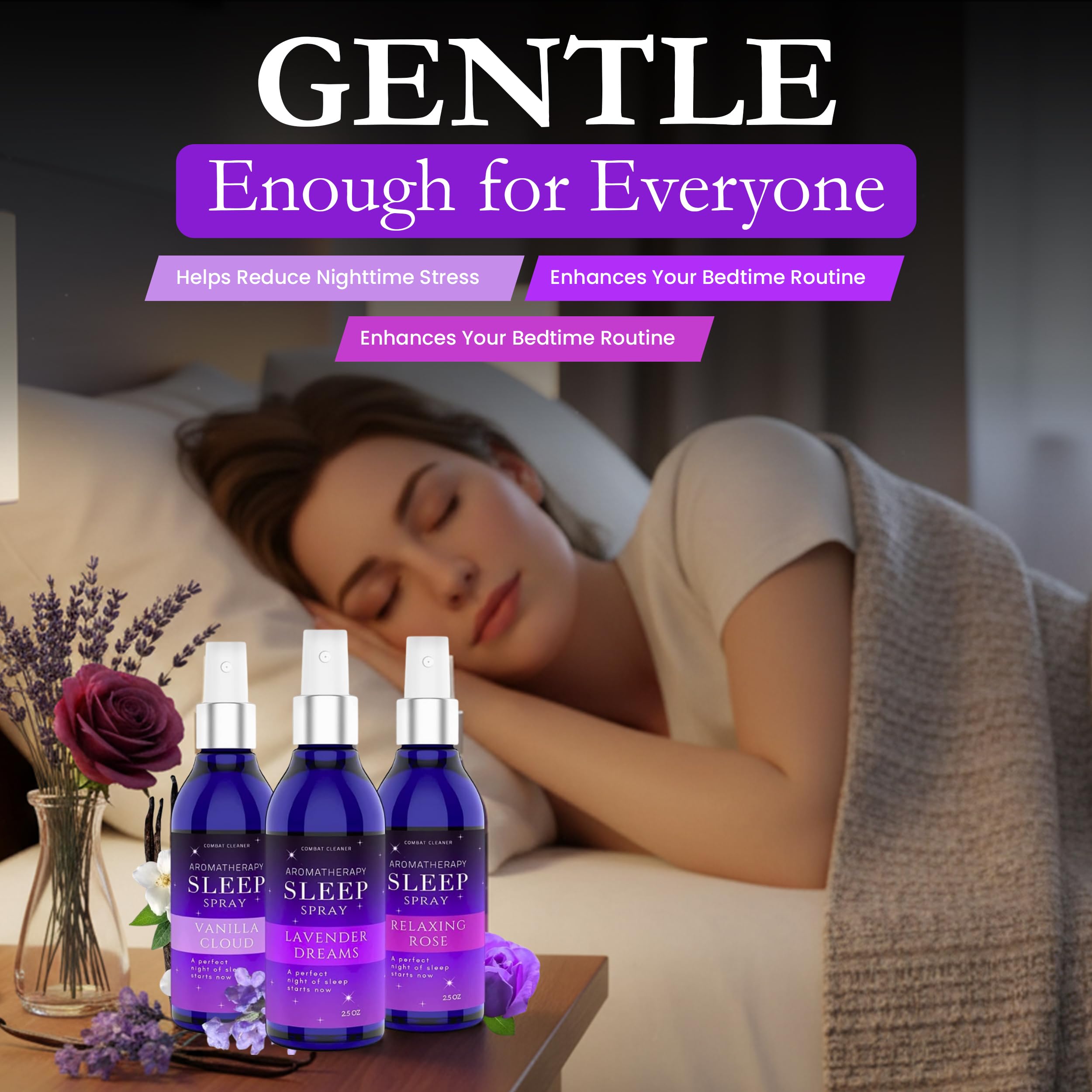 Application légère sur l'oreiller pour un sommeil plus serein.