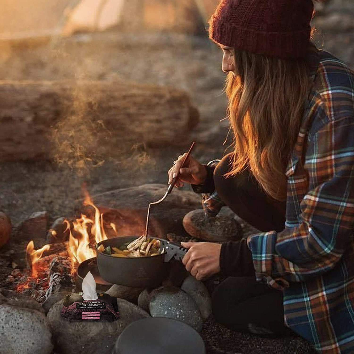 Combat Wipes Gaia: hygiène féminine en extérieur, pratique et discrète.