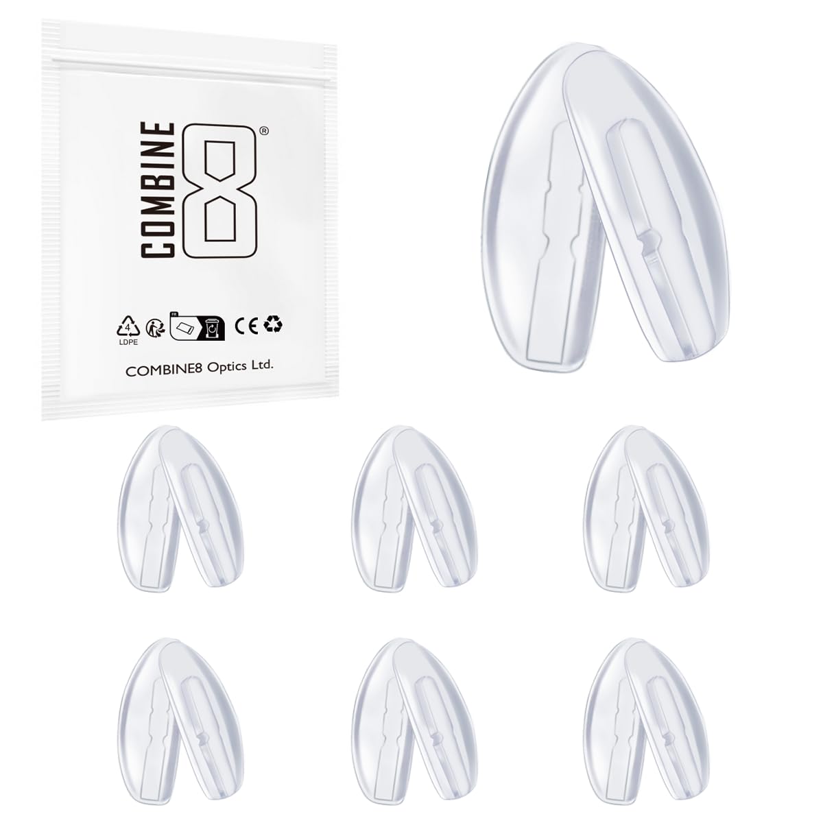 Combine8 plaquettes nez lunettes transparentes pour un confort durable et sans glissement