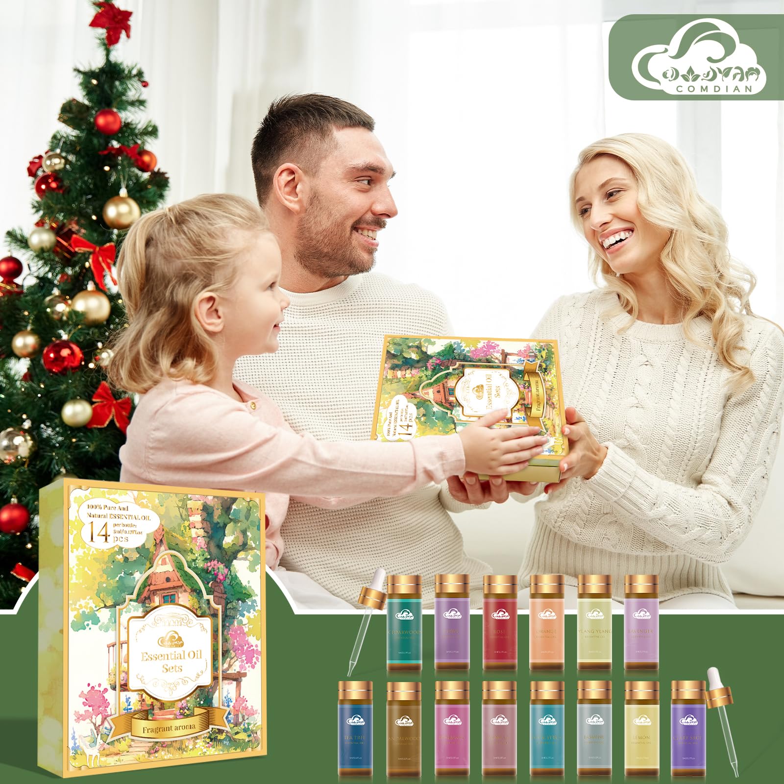 Coffret cadeau élégant Comdian huiles essentielles 14 pièces