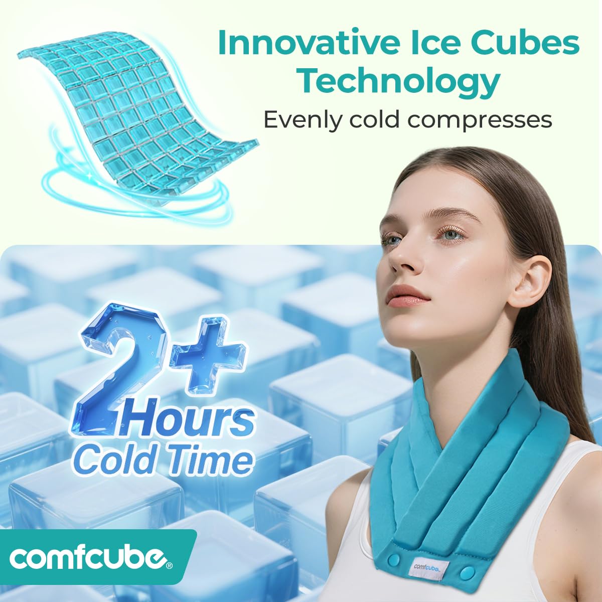 Comfcube bandeau glace cou-épaule: fermeture par boutons pour un maintien sûr.