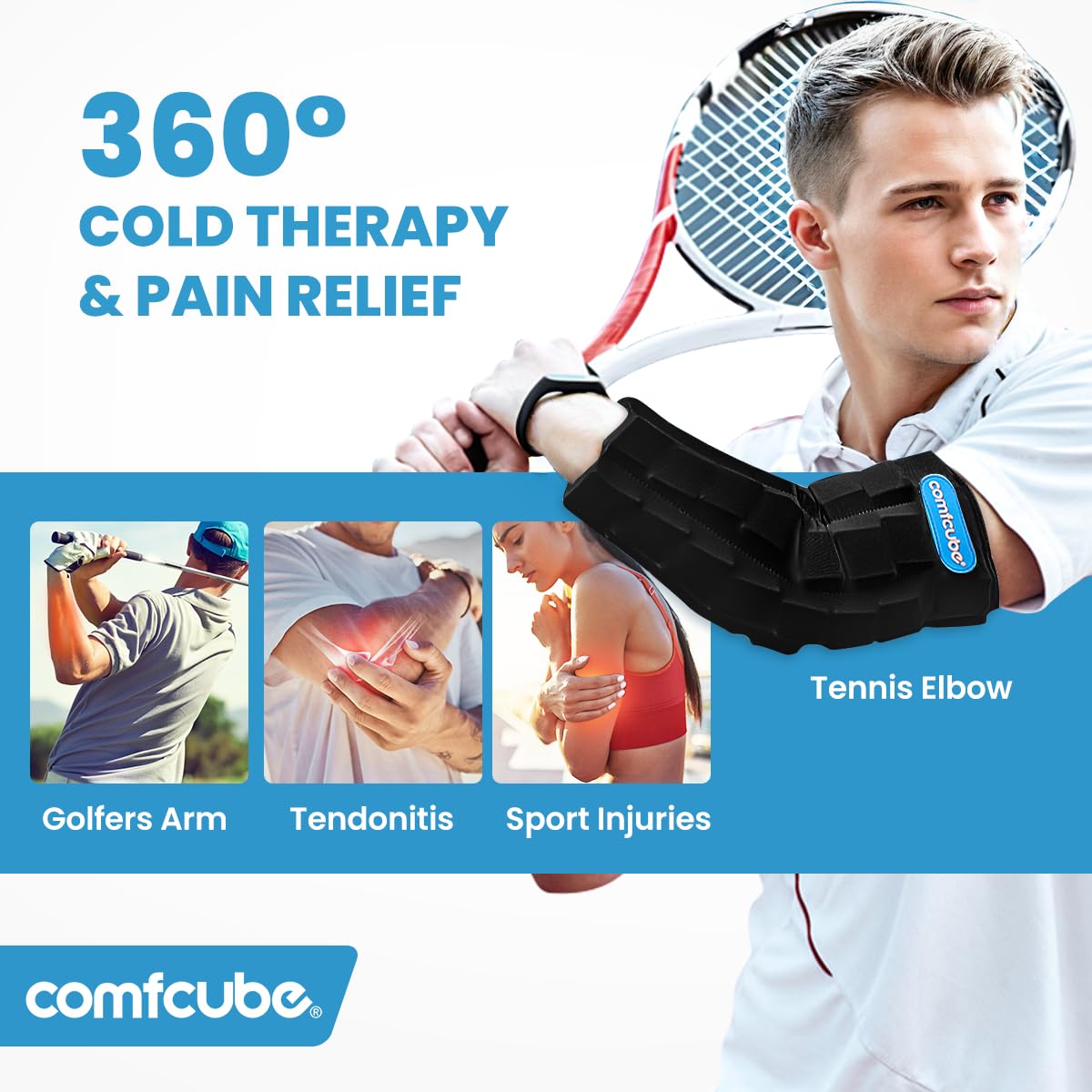 Comfcube cubes glace dispersés: refroidissement homogène autour du bras.