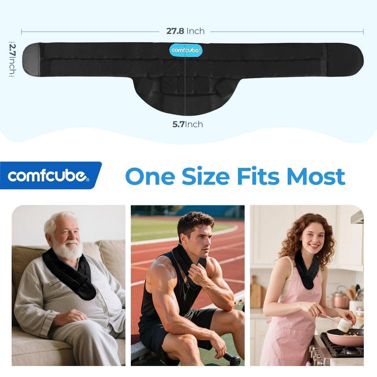 Comfcube: design doux et souple, s’adapte aux contours du cou.
