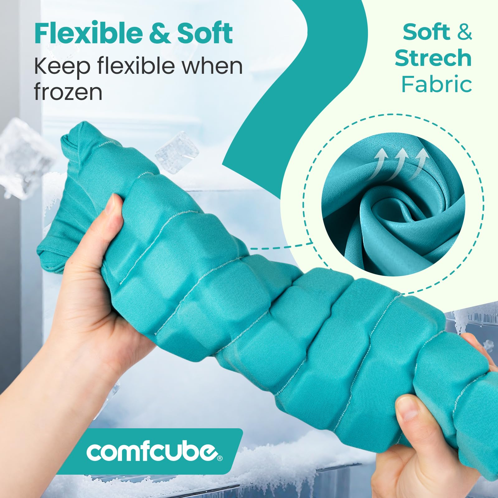 Comfcube-dos-contact-peau-confort: capsules souples offrent un froid agréable sur la peau.