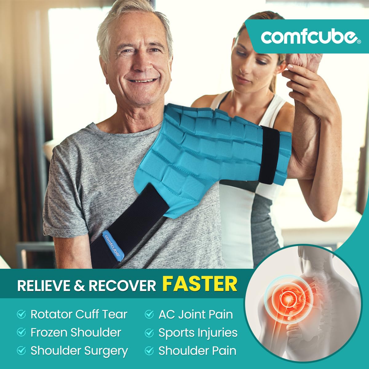 Comfcube épaule soulagement temporaire pour douleurs et inflammation légère.