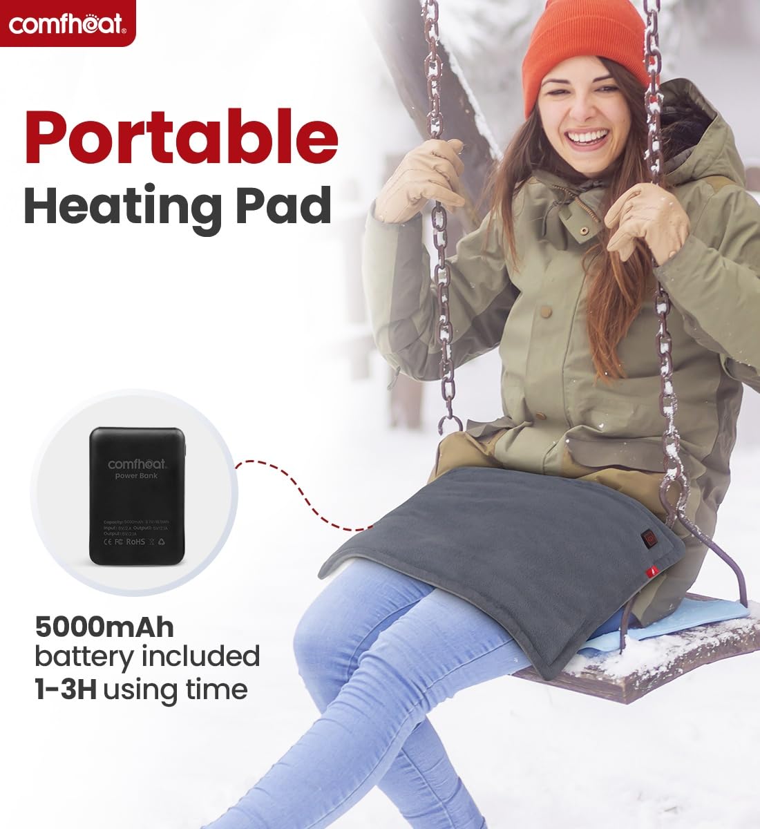 Comfheat batterie 5000mAh intégrée pour utilisation sans prise.