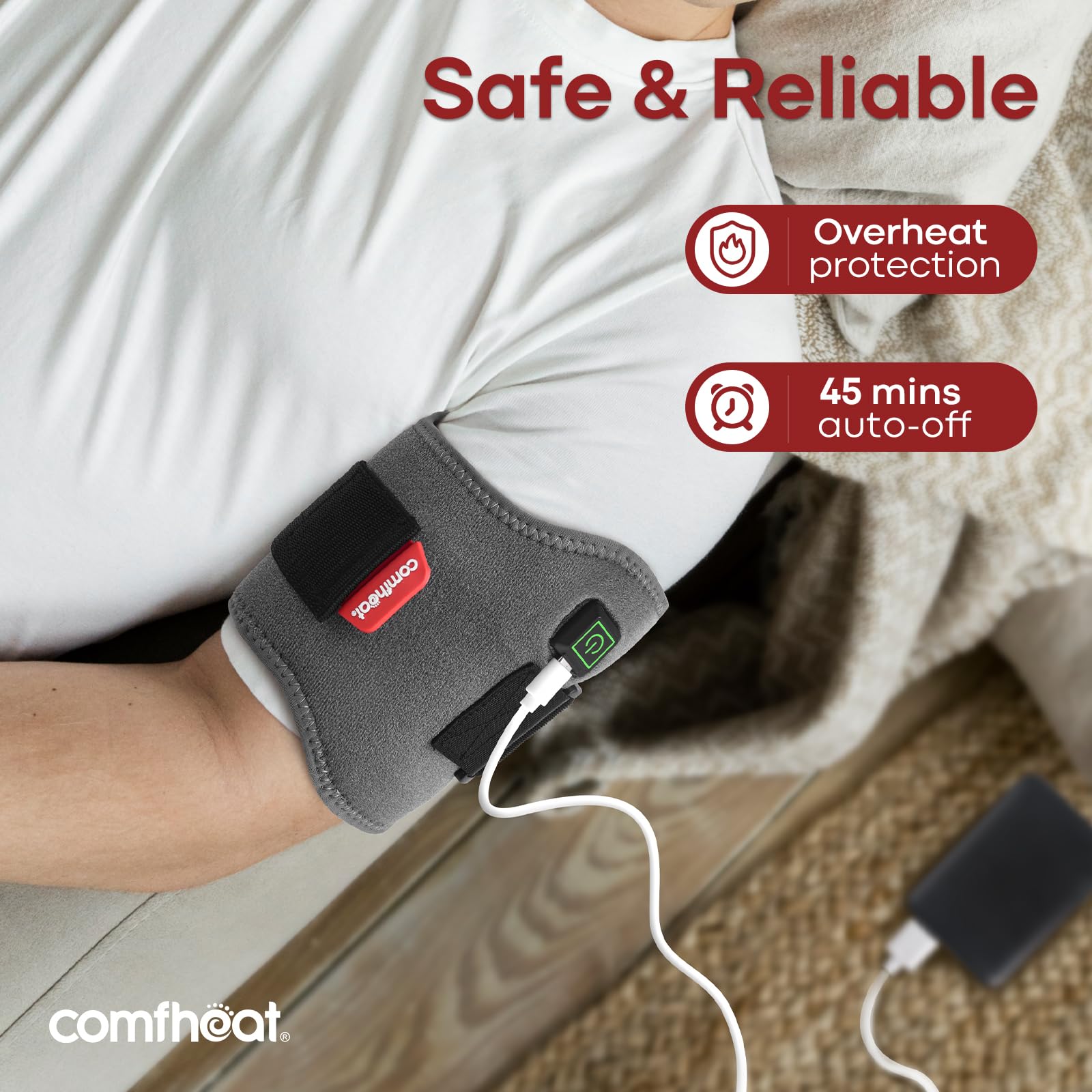 Câble USB Comfheat pour alimentation pratique à domicile ou au bureau.
