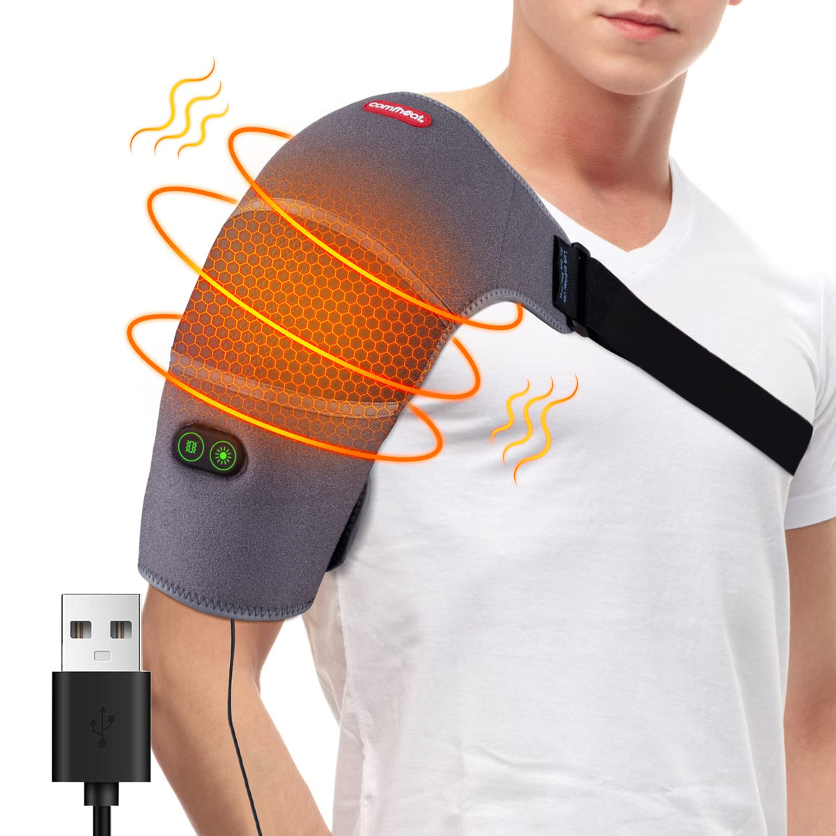Comfheat coussin épaule chauffant et massage par vibration pour détendre les muscles.