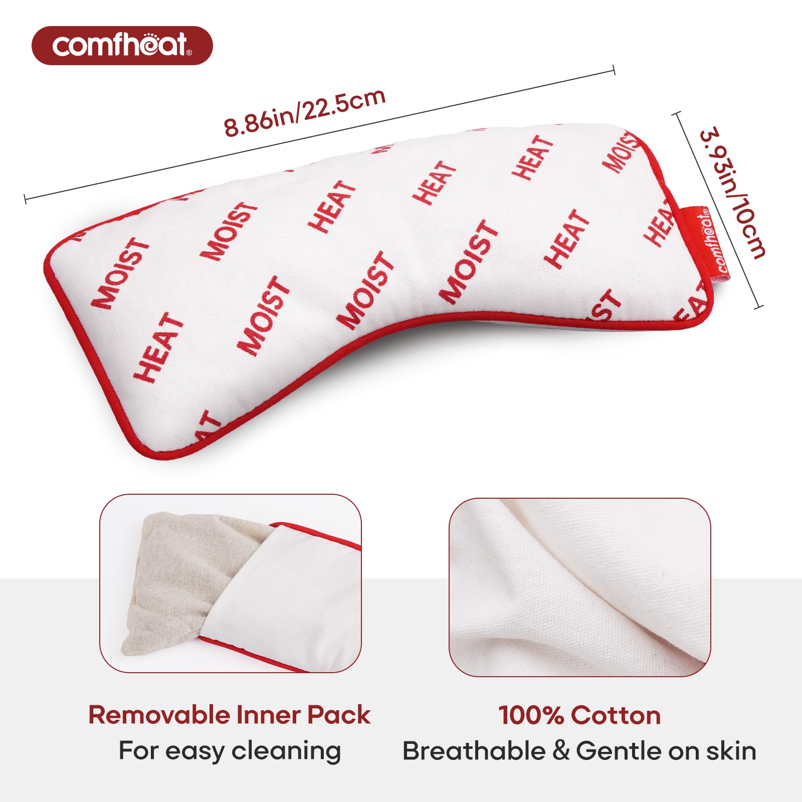 Housse amovible du coussin Comfheat facile à laver et entretenir.