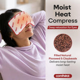 Coussin yeux Comfheat lavande utilisé au micro-ondes pour chaleur humide apaisante.