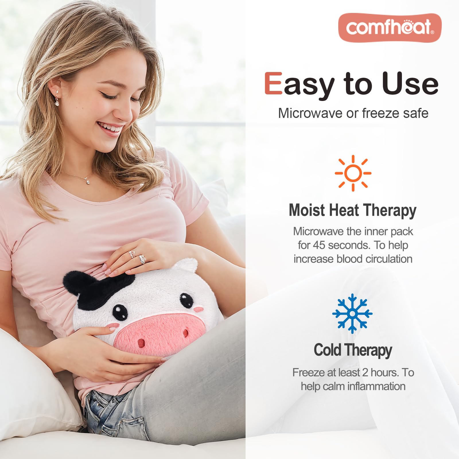 Design ludique comfheat vache pour enfants et adultes, usage quotidien