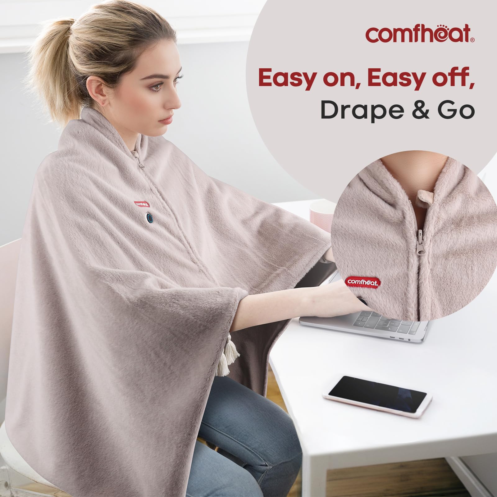 Écharpe chauffante 2 en 1 Comfheat pour chaleur portable.