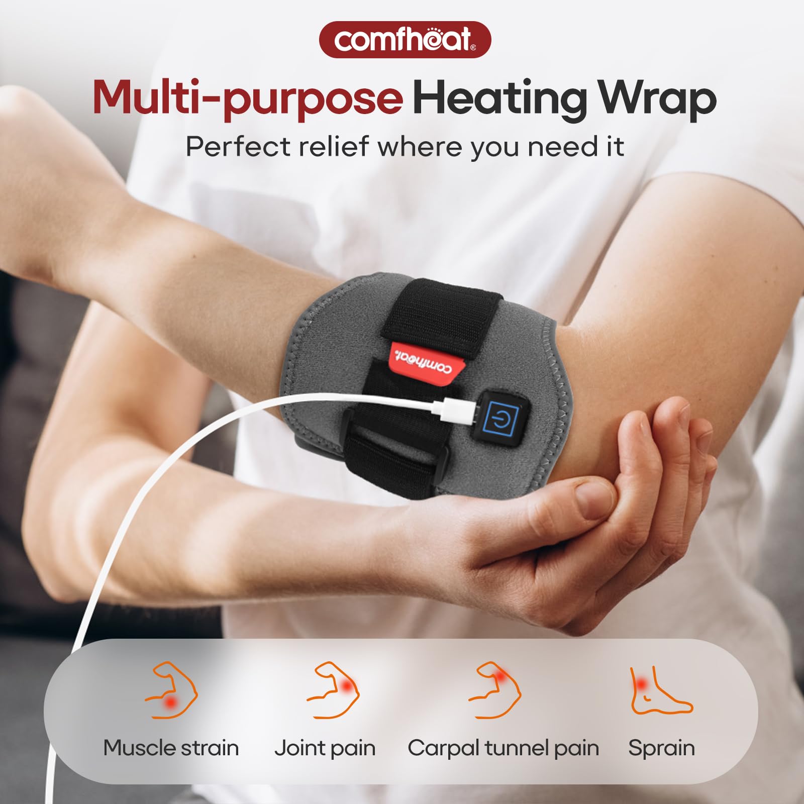 Enveloppement Comfheat sur la cheville et articulation pour une chaleur localisée.