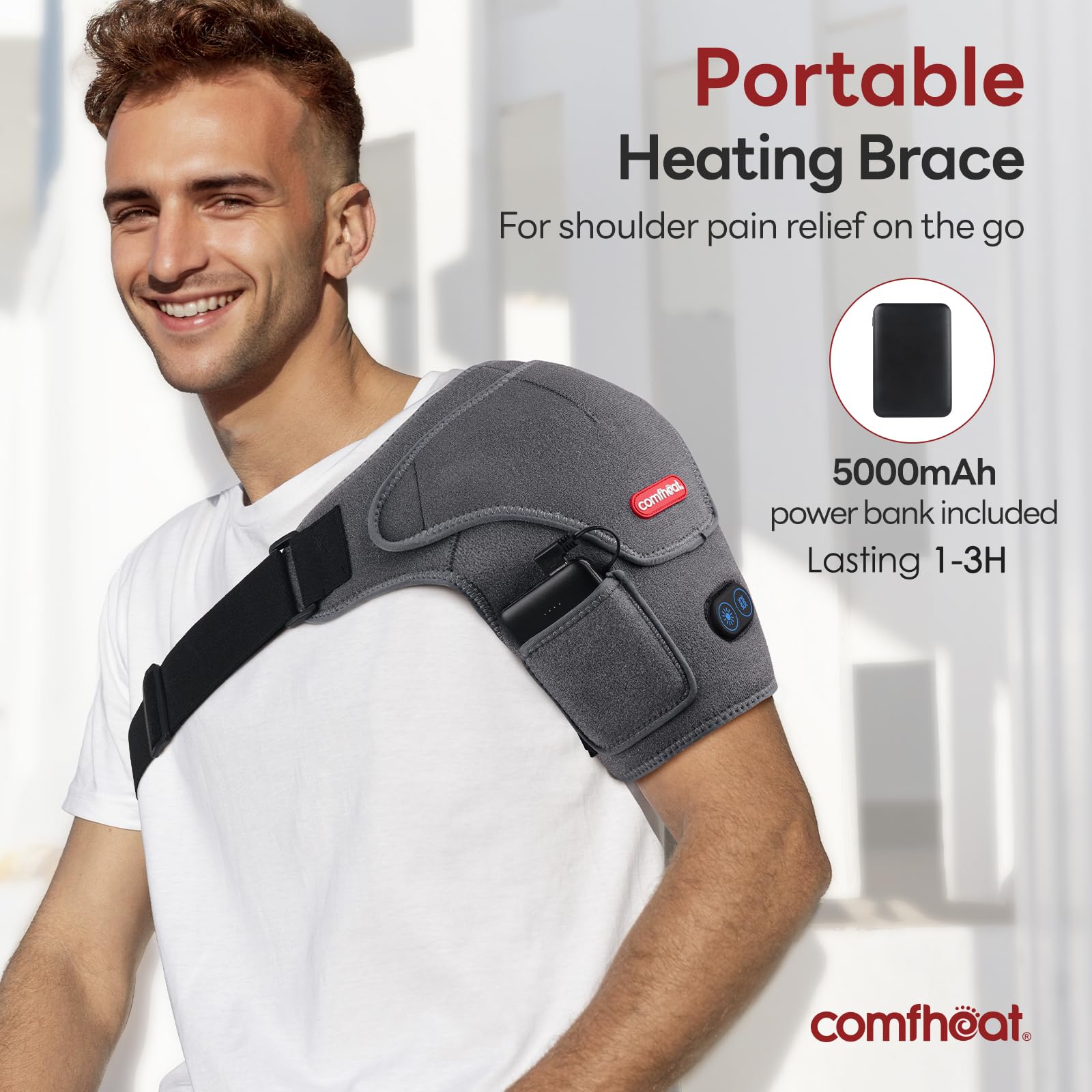 Massage par vibration comfheat à trois niveaux pour détendre l'épaule.
