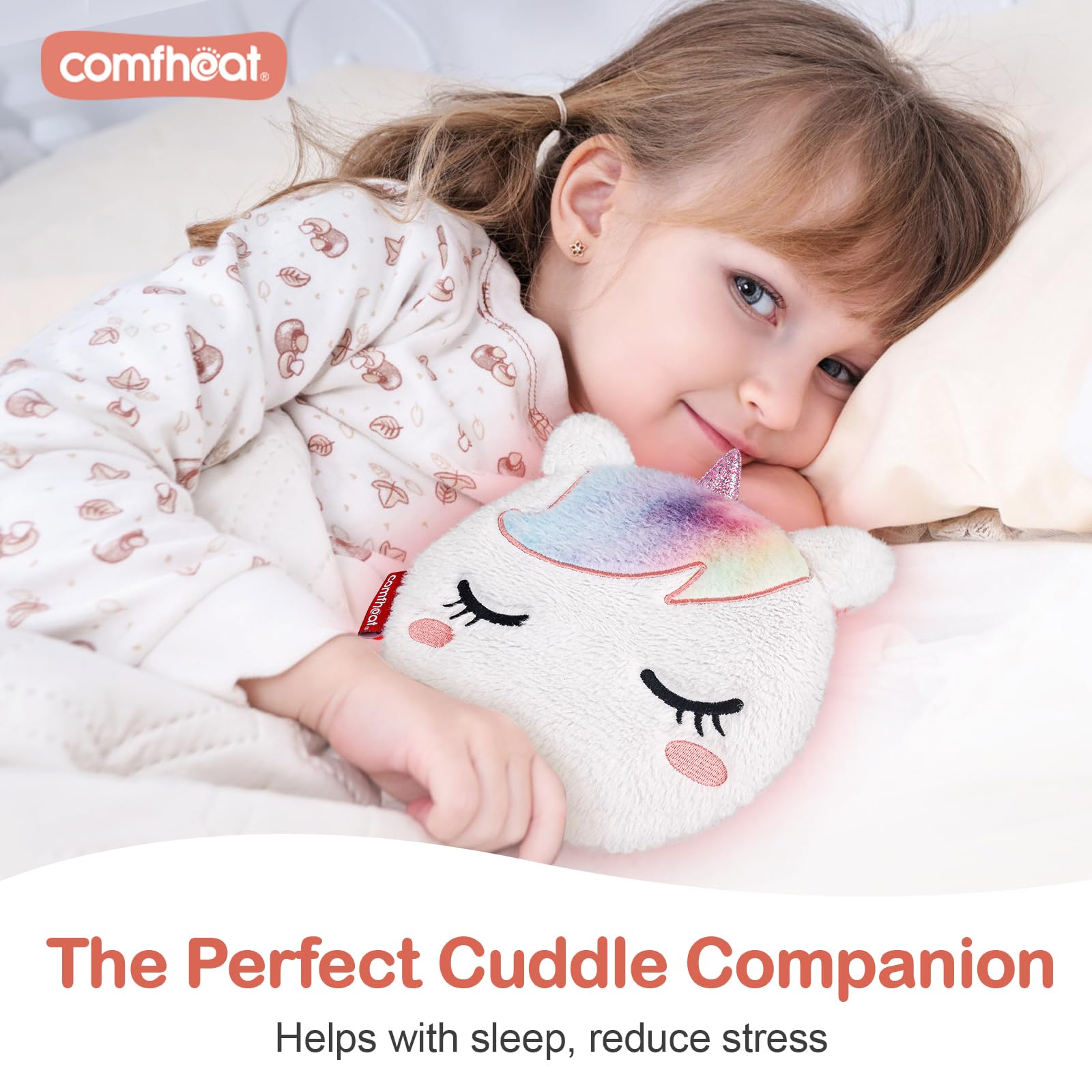 Cadeau ludique Comfheat licorne, peluche réconfortante et pratique