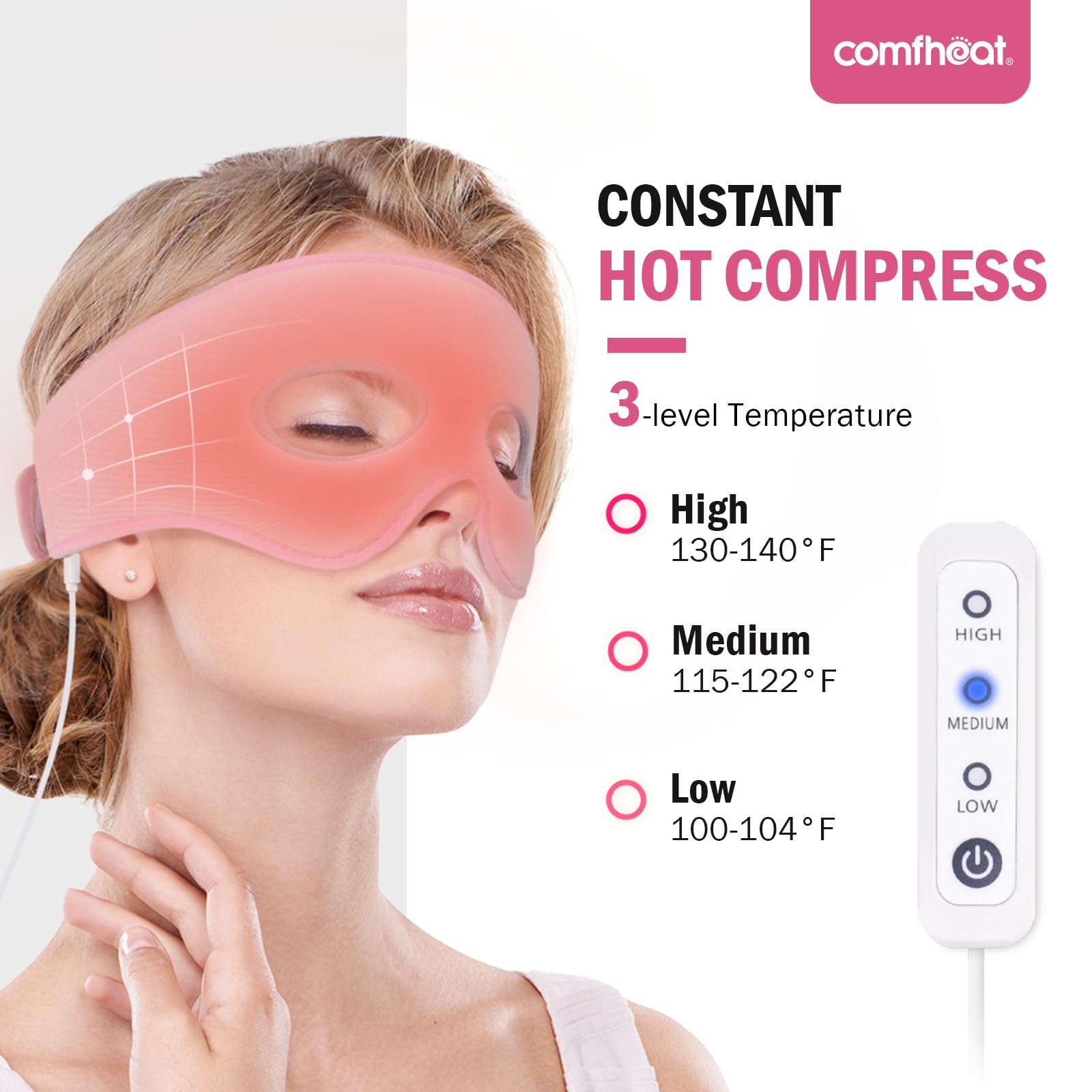 Masque chauffant Comfheat appliquant une chaleur frontale ciblée pour le confort nasal.