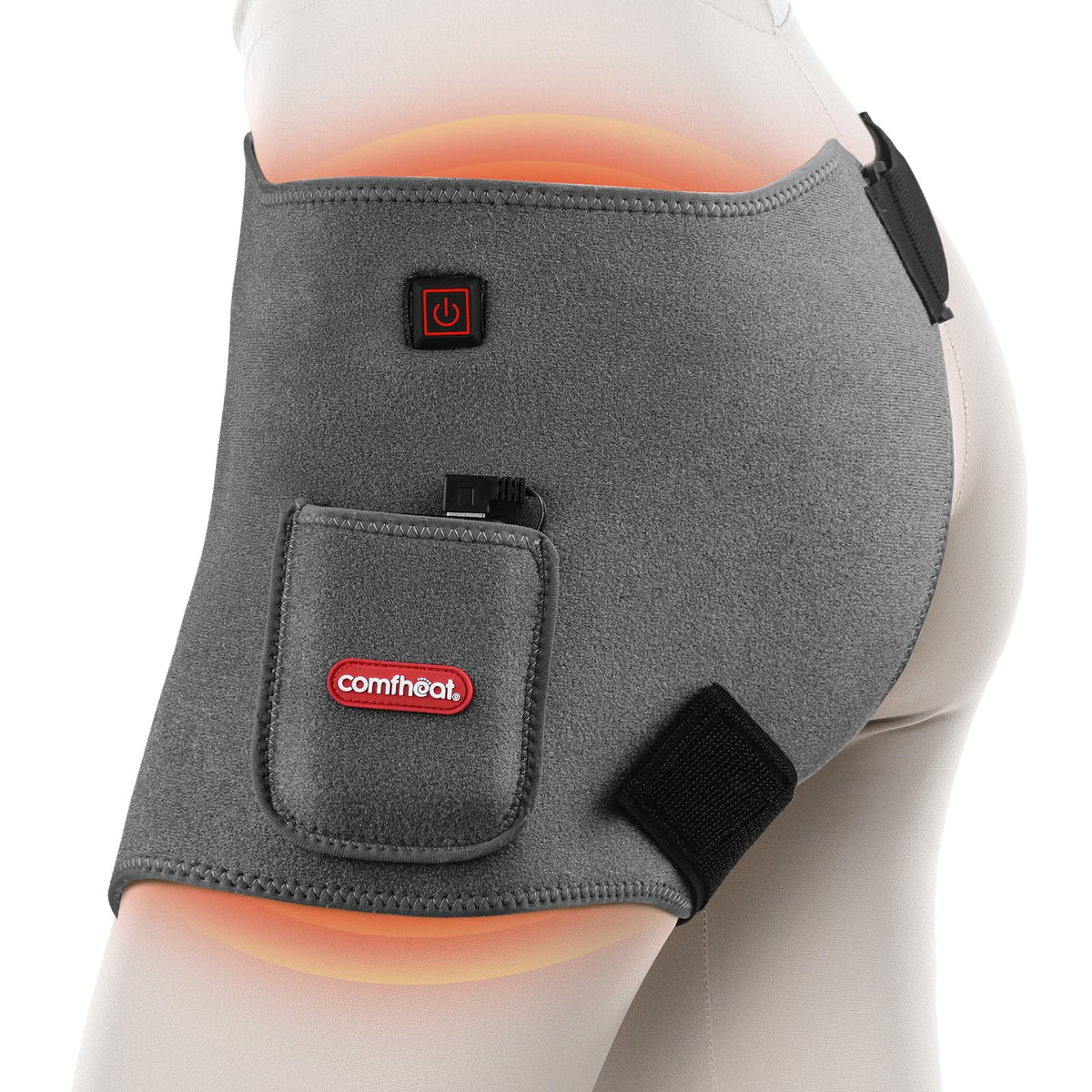 Comfheat pan chauffant sans fil pour hanche, confort accru lors des déplacements.