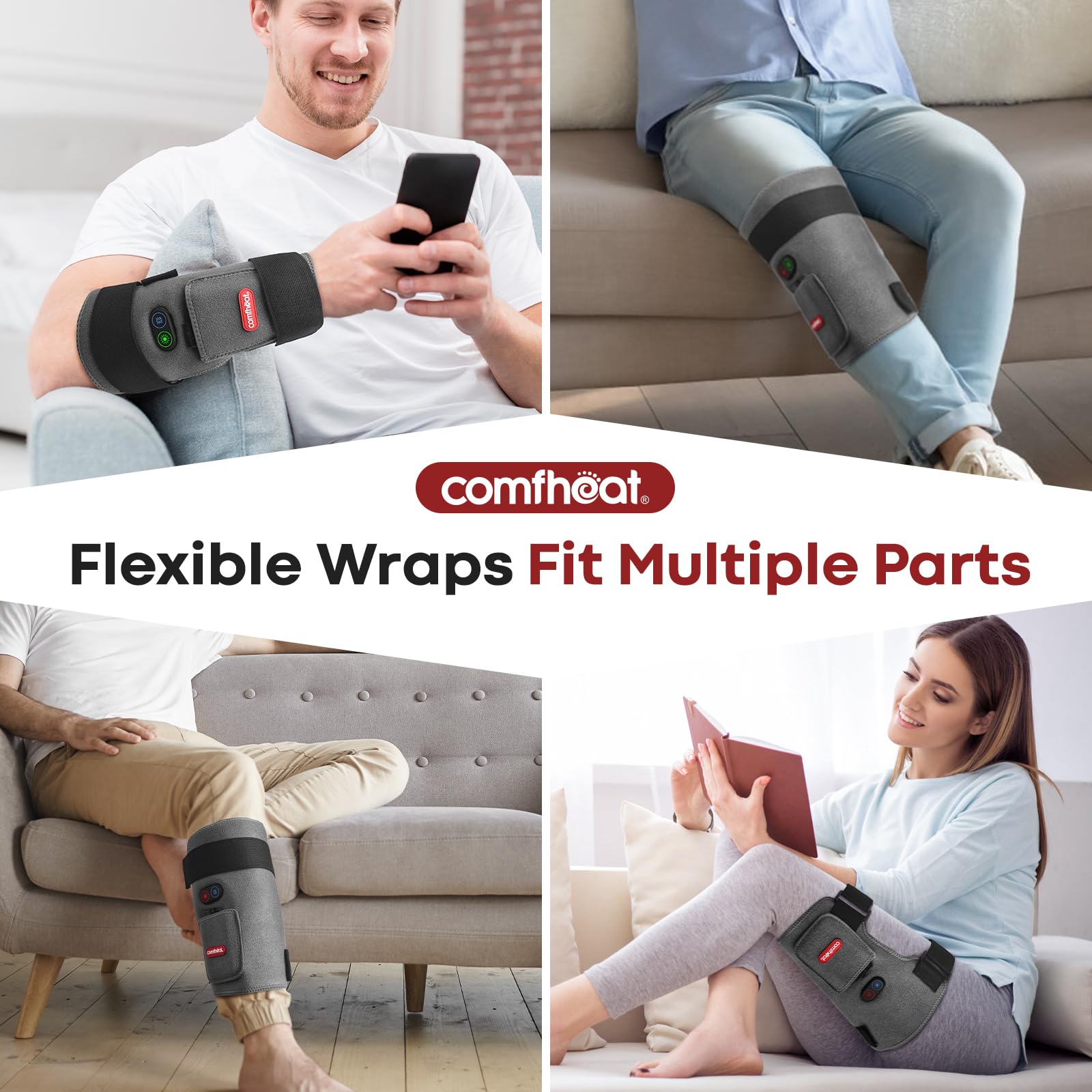 Comfheat sangles elastiques ajustables assurant un maintien confortable.