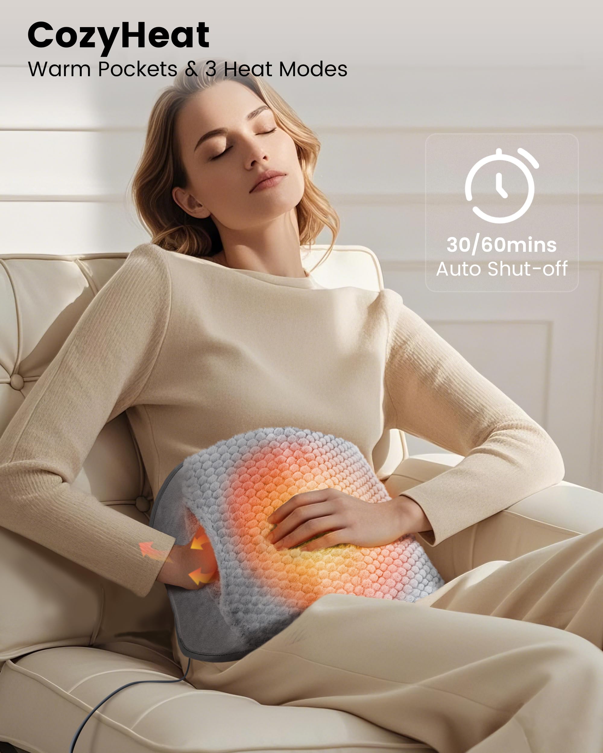 COMFIER chauffe-dos grand format, zone dorsale clairement définie pour confort ciblé.