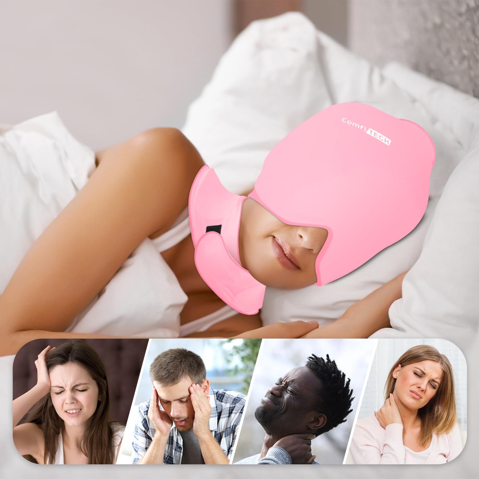 Bandeau glace cou ComfiTECH, maintien sûr et mains libres pour usage prolongé.