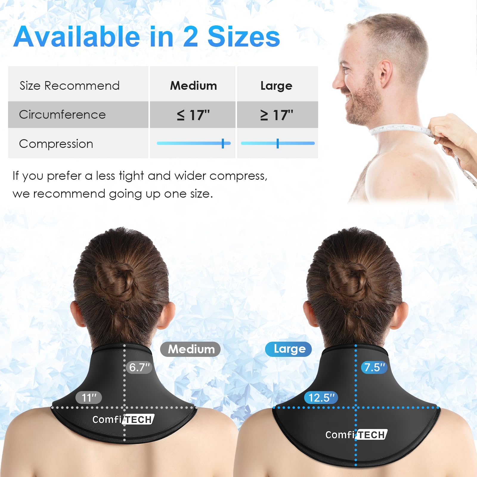 ComfiTECH deux-tailles-bande-glace, s'adapte à différentes morphologies.