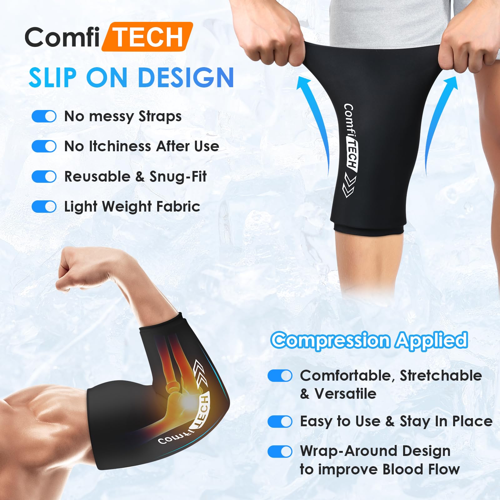 ComfiTECH genou application 360 degrés pour un contact uniforme.