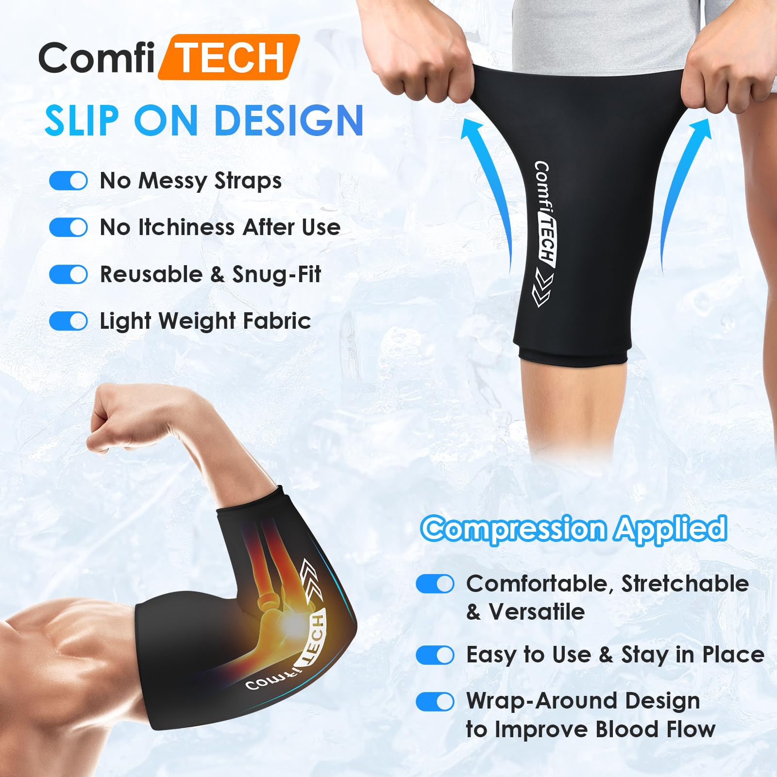 Comfitech Genou – Couverture 360° pour un refroidissement ciblé et efficace.