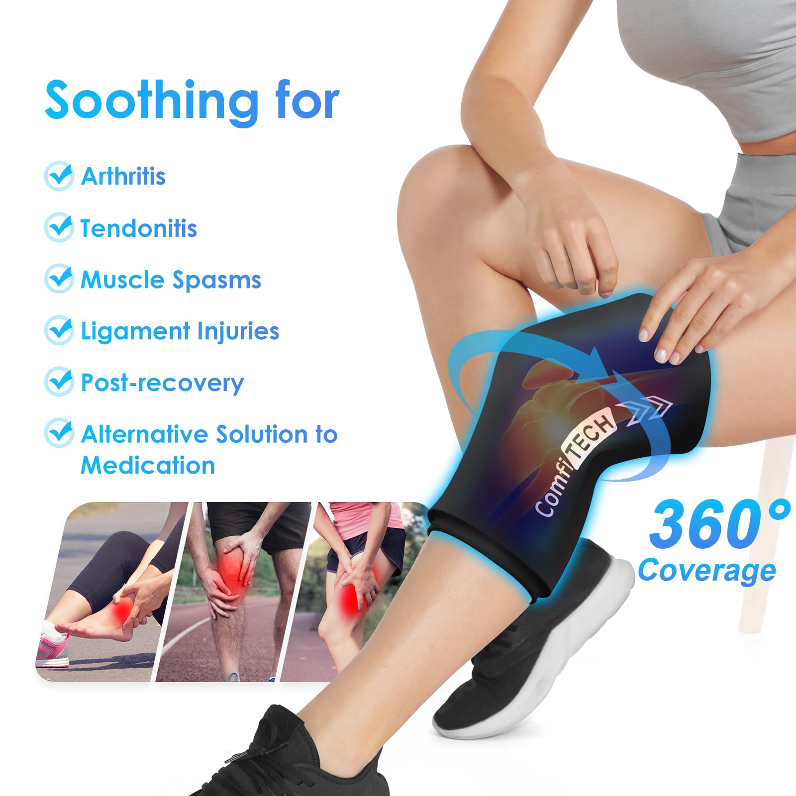Comfitech Genou – Housse en lycra pour un confort durable et réutilisable.