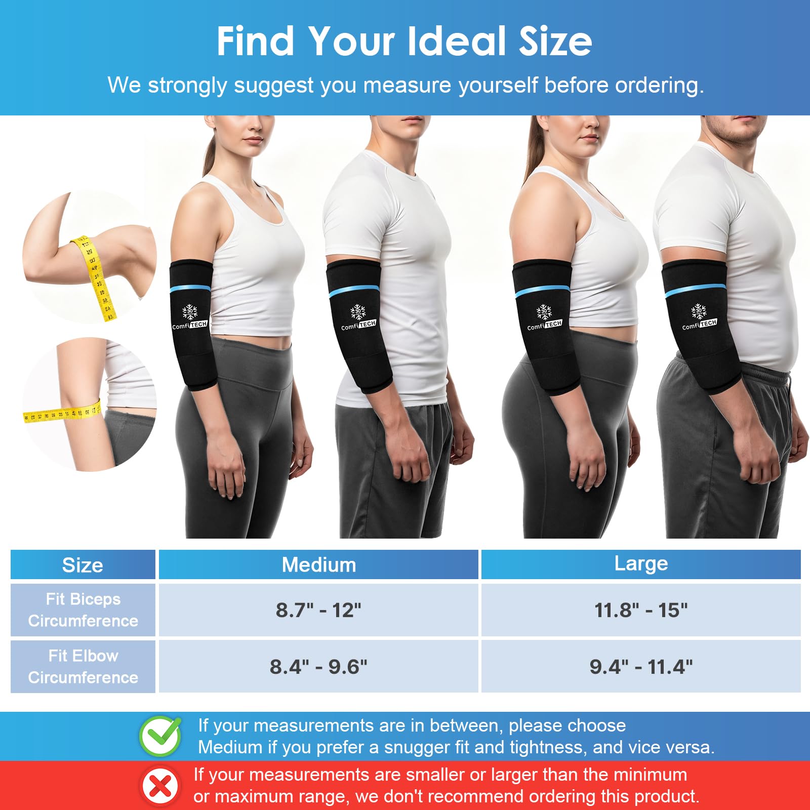 ComfiTECH Glace 360: contact intégral sur le bras et les muscles.