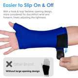 ComfiTECH manchette gel froid bleu pour le poignet et l’avant-bras.