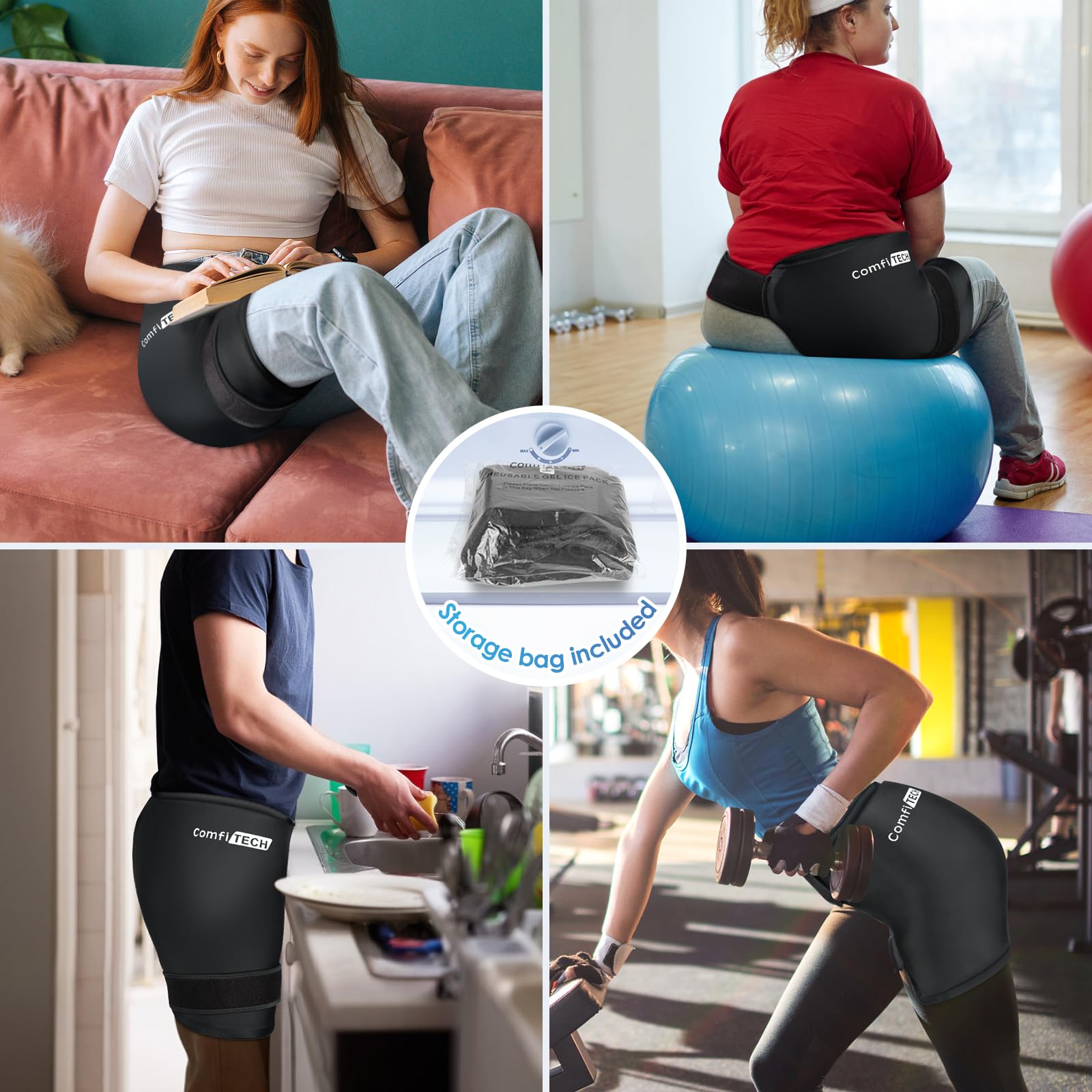 Utilisation confortable lors de marche ou repos grâce au wrap ComfiTECH sur la hanche