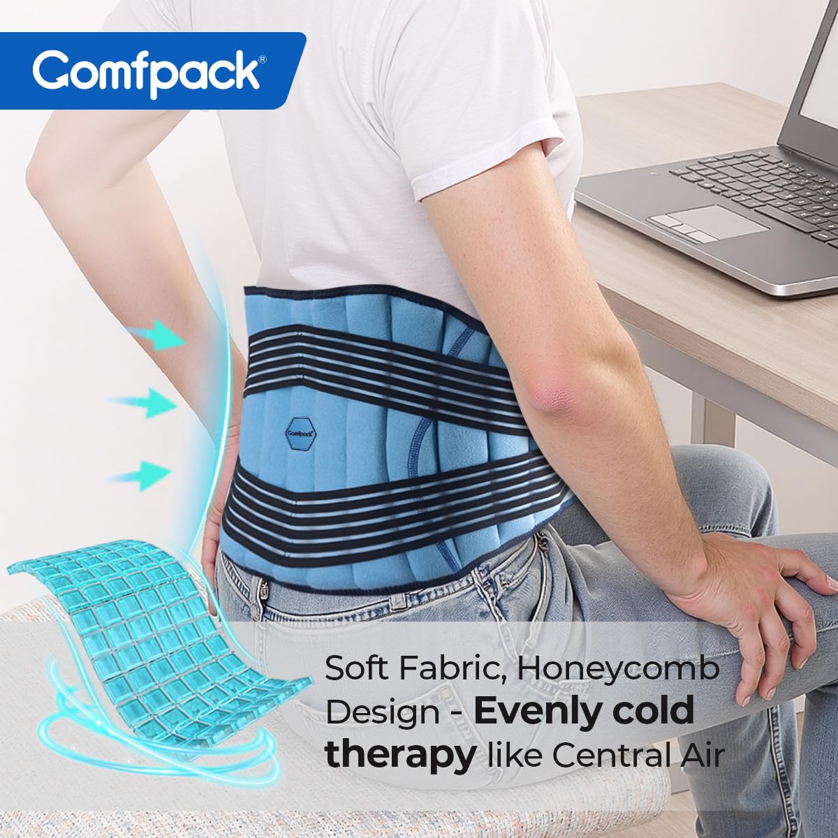 Comfpack ceinture dos flexible ergonomique: contour confortable pour vos activités.