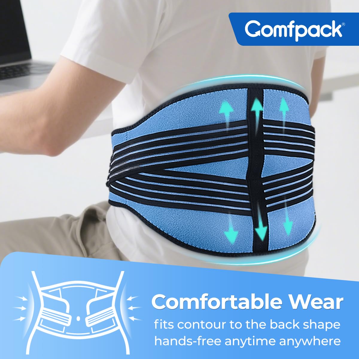 Comfpack: dos-ergo-confort, forme qui s’adapte à la silhouette.